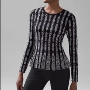 White House Black Market Striped Black and White Peplum Sweater/Small